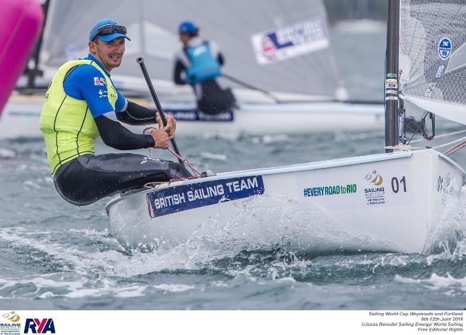 Giles Scott in action - 2016 Sailing World Cup Weymouth and Portland ©  Jesus Renedo / Sailing Energy http://www.sailingenergy.com/